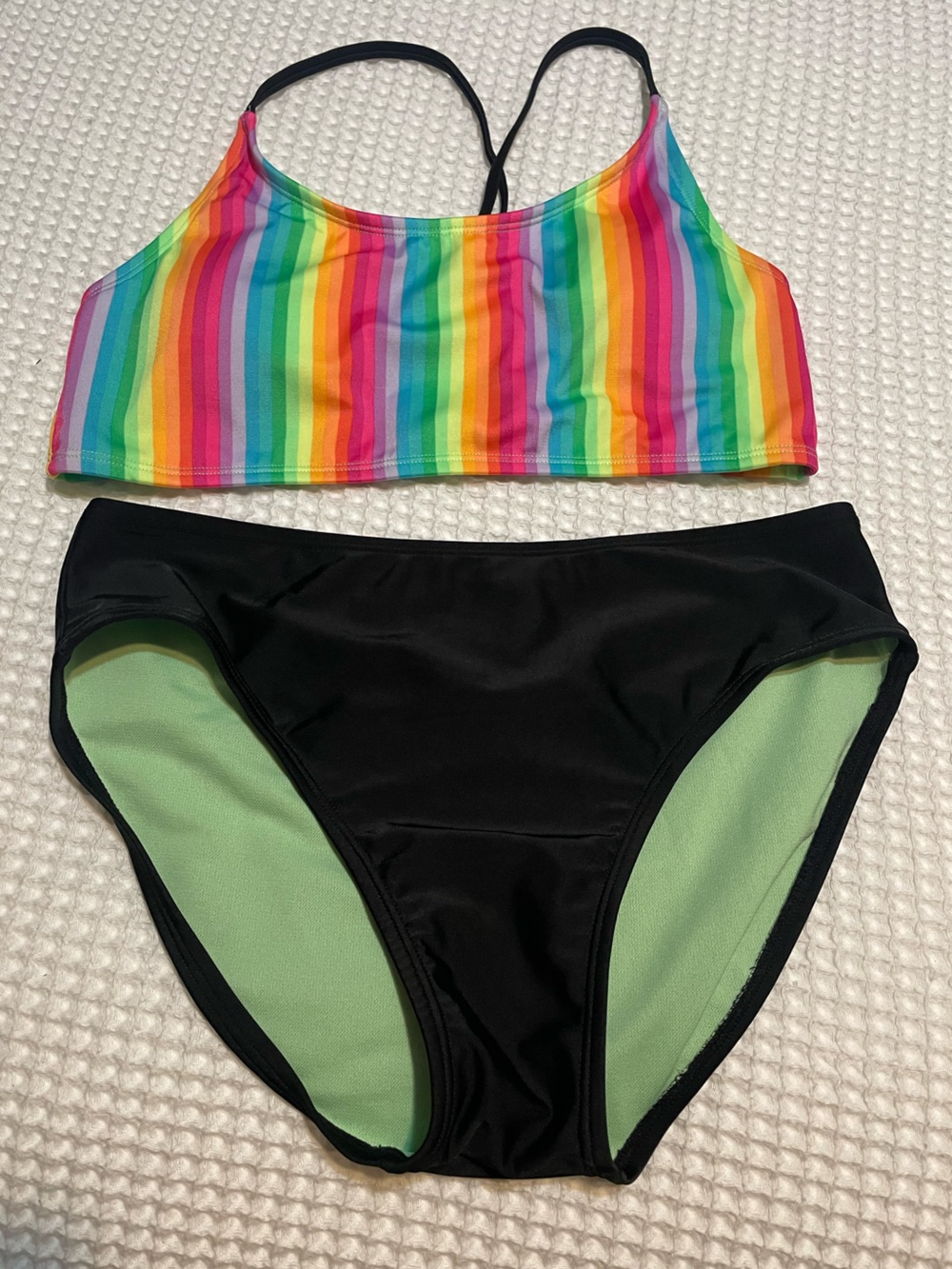 Art Class - Rainbow Bikini Top and Black Bikini Bottoms